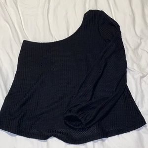 Black long sleeve one shoulder top